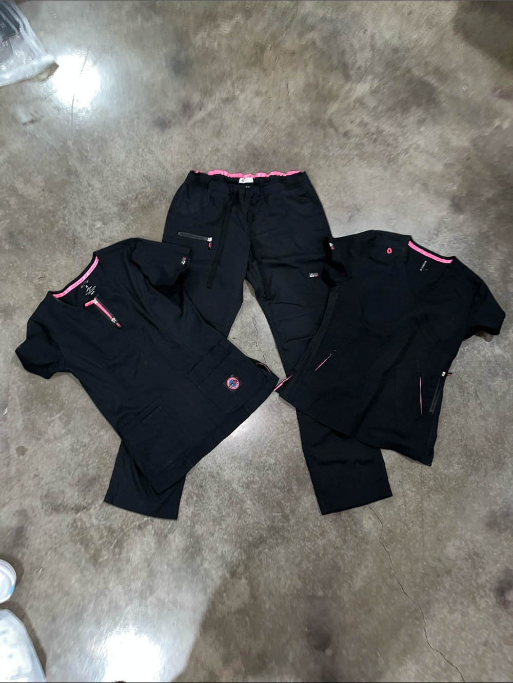 Koi Lite Black Scrub Set of Three Pieces with Pink Trim - Women Other